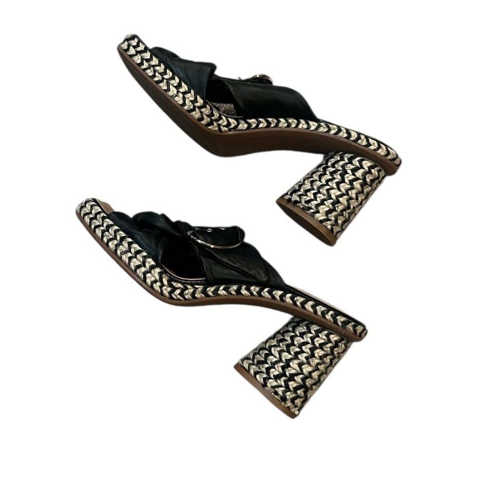 Gaimo Black Jute Wide Heeled Clog with Tubular Heel Size - Picture 7 of 10
